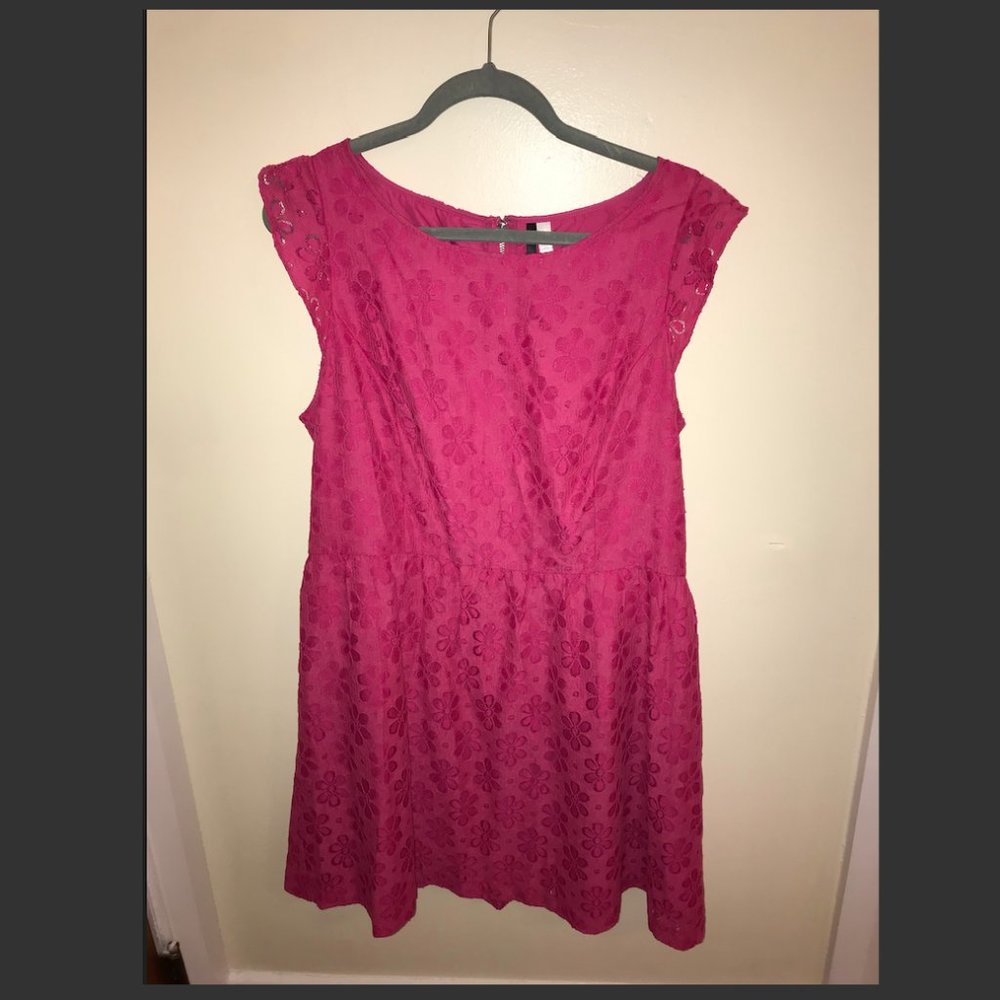 Kensie Lace Flower Hot Pink Dress
